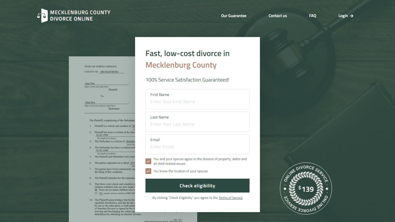 Mecklenburg County Divorce Online — File for Divorce in North Carolina ...
